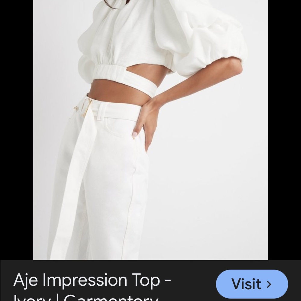 Aje White Puff Sleeve Top